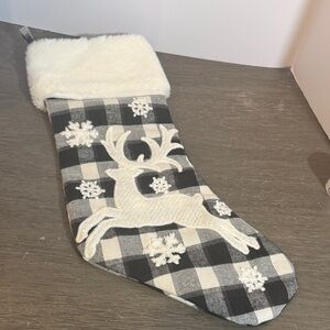 Christmas stocking black and white reindeer 18” storehouse